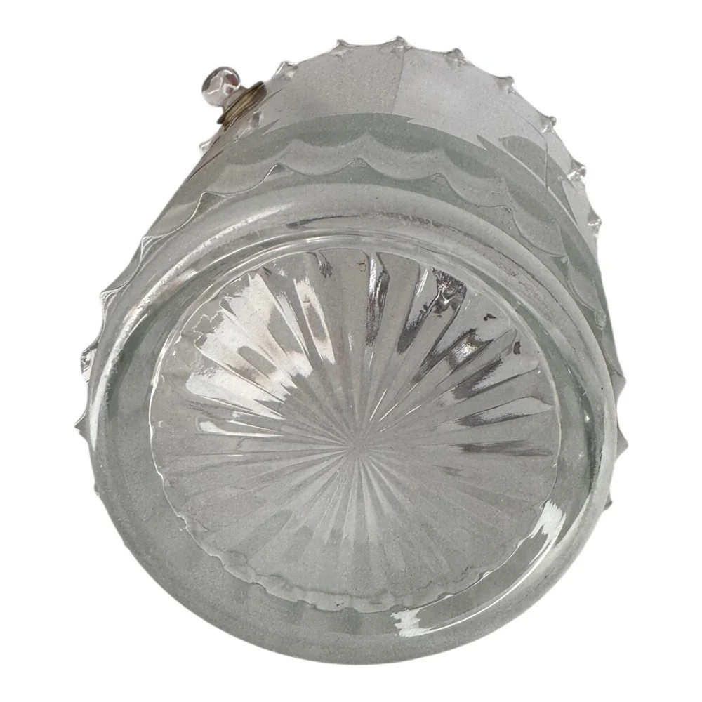 Vintage Etched Glass Sailboat Ice Bucket with Hammered‎ Metal Handle Nautical